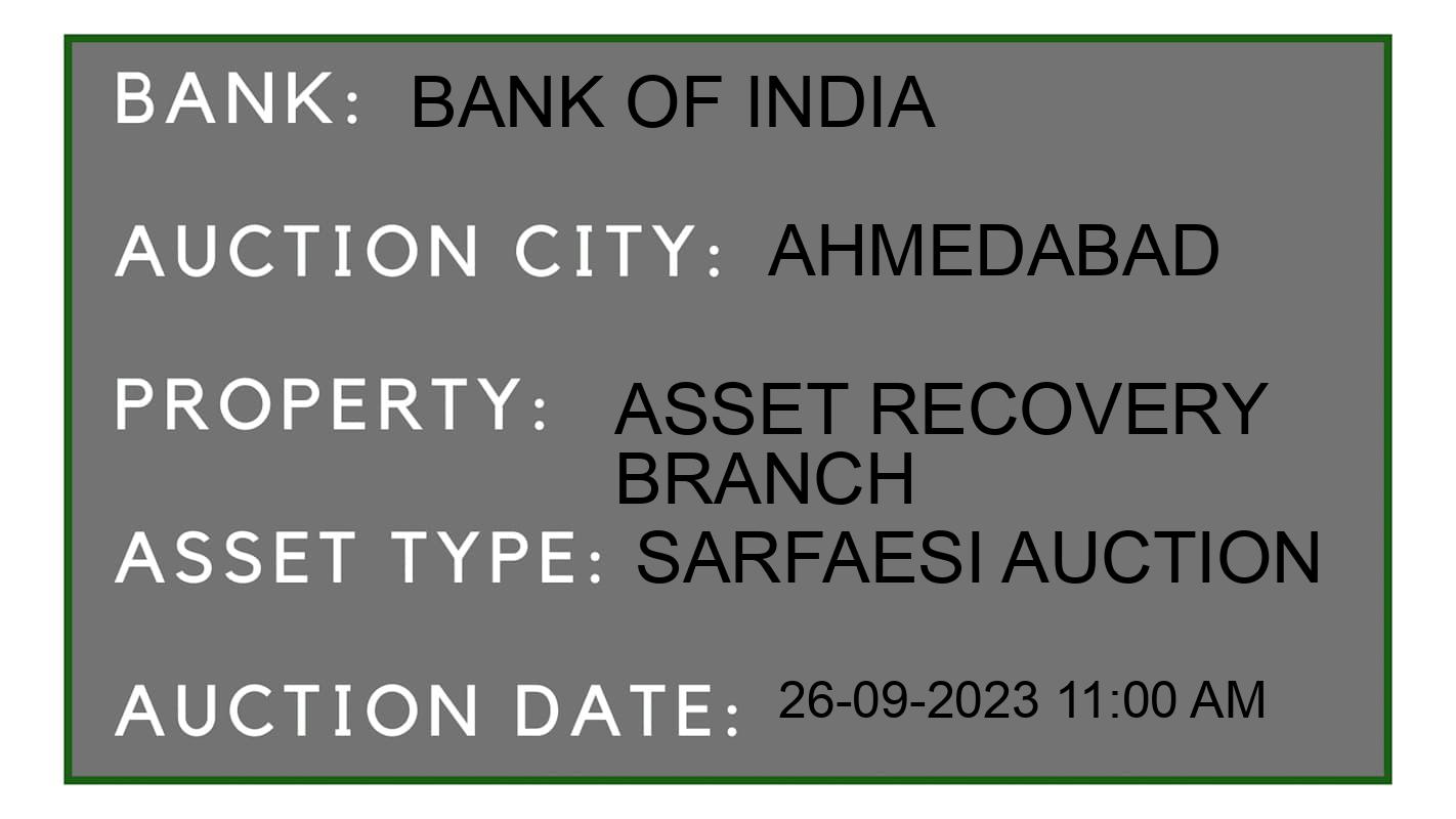 Auction Bank India - ID No: 189879 - Bank of India Auction of Bank of India auction for Commercial Property in Dholka, Ahmedabad