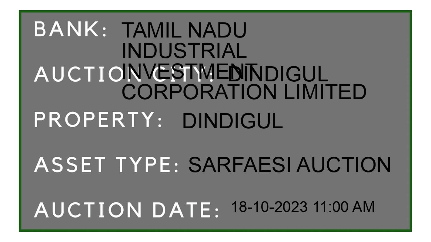 Auction Bank India - ID No: 189905 - Tamil Nadu Industrial Investment Corporation Limited Auction of Tamil Nadu Industrial Investment Corporation Limited auction for Land in Dindigul, Dindigul