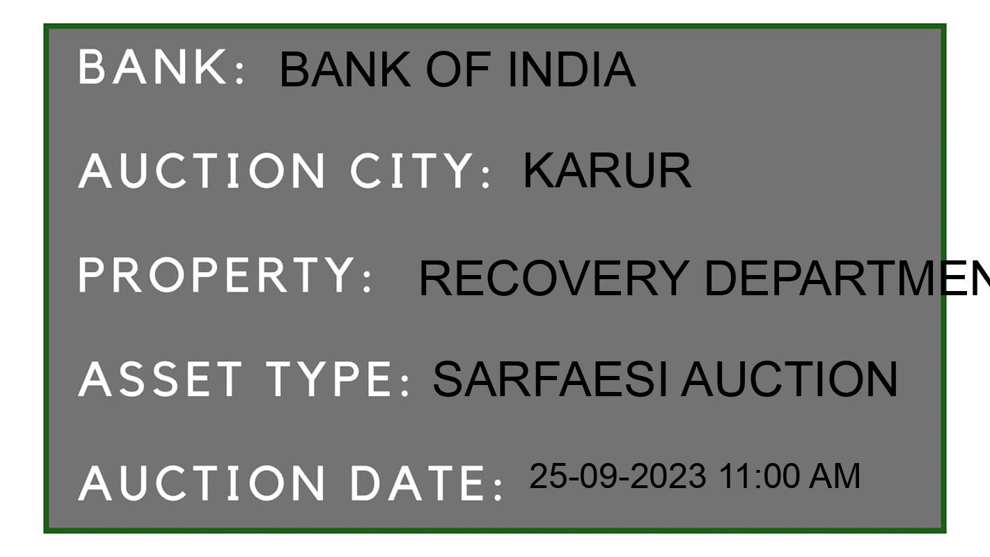 Auction Bank India - ID No: 190140 - Bank of India Auction of Bank of India auction for Land And Building in Karur, Karur
