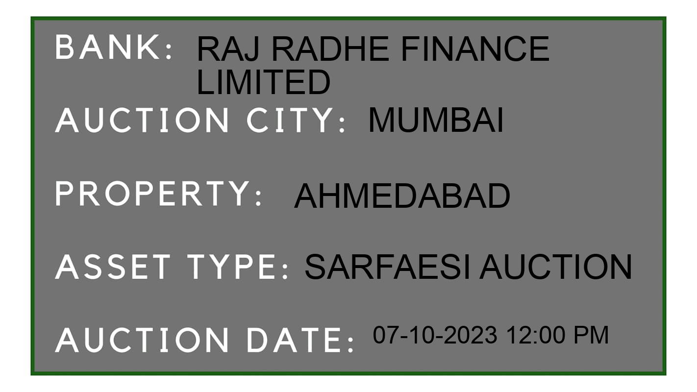 Auction Bank India - ID No: 190175 - RAJ RADHE FINANCE LIMITED Auction of RAJ RADHE FINANCE LIMITED auction for Land in Mumbai City, Mumbai