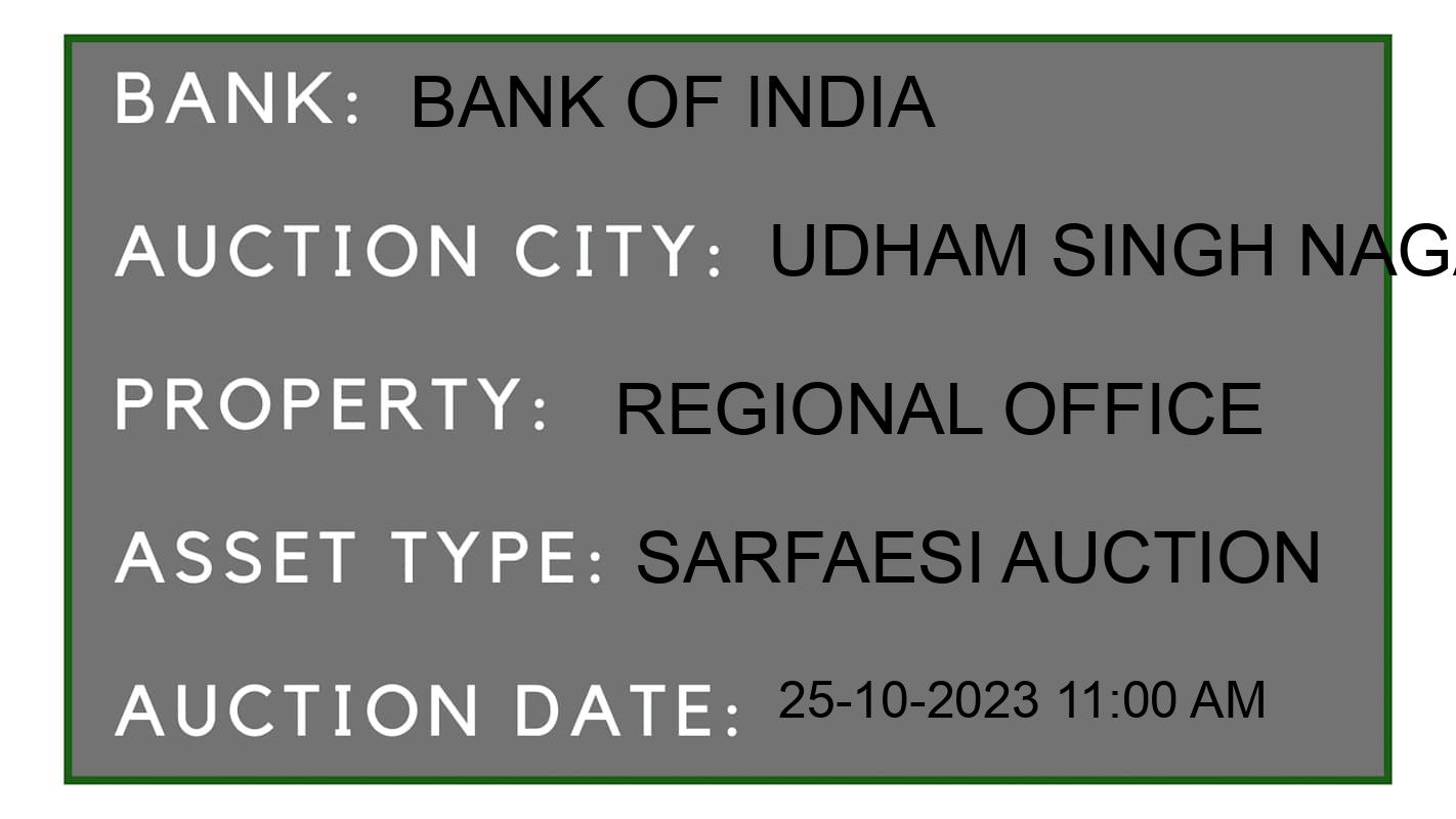 Auction Bank India - ID No: 190252 - Bank of India Auction of Bank of India auction for Land And Building in Gadarpur, Udham Singh Nagar