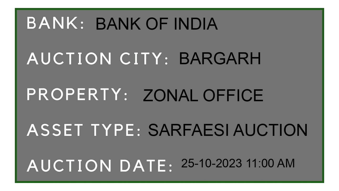 Auction Bank India - ID No: 190254 - Bank of India Auction of Bank of India auction for Plot in Sohela, Bargarh