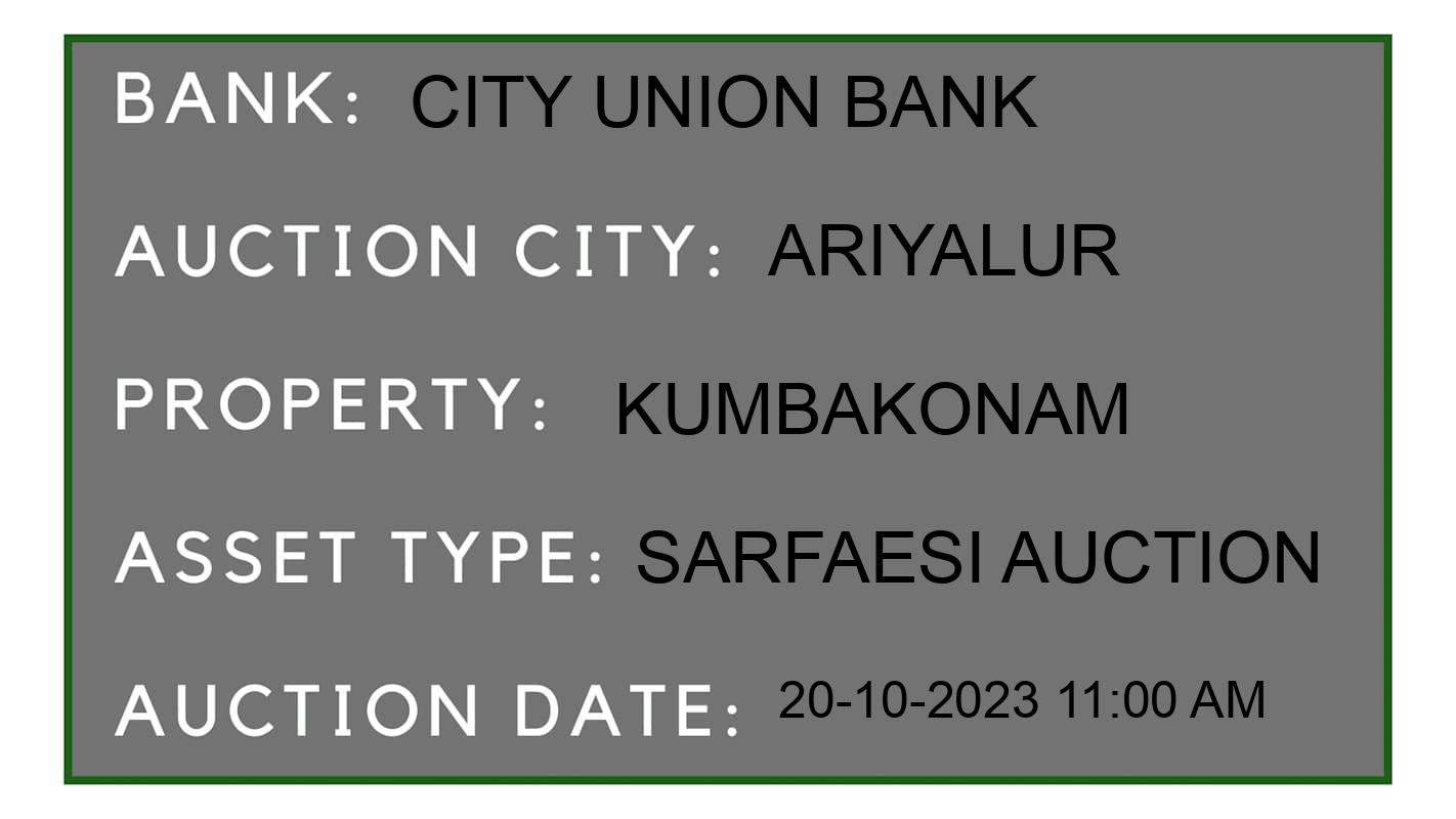 Auction Bank India - ID No: 190287 - City Union Bank Auction of City Union Bank auction for Land And Building in Ariyalur, Ariyalur