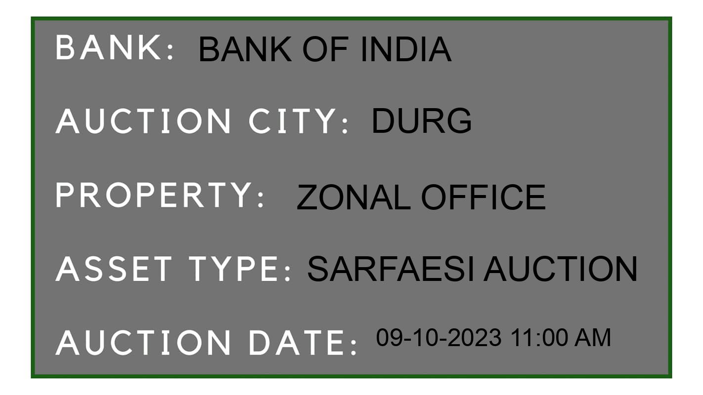 Auction Bank India - ID No: 190334 - Bank of India Auction of Bank of India auction for Plot in Durg, Durg