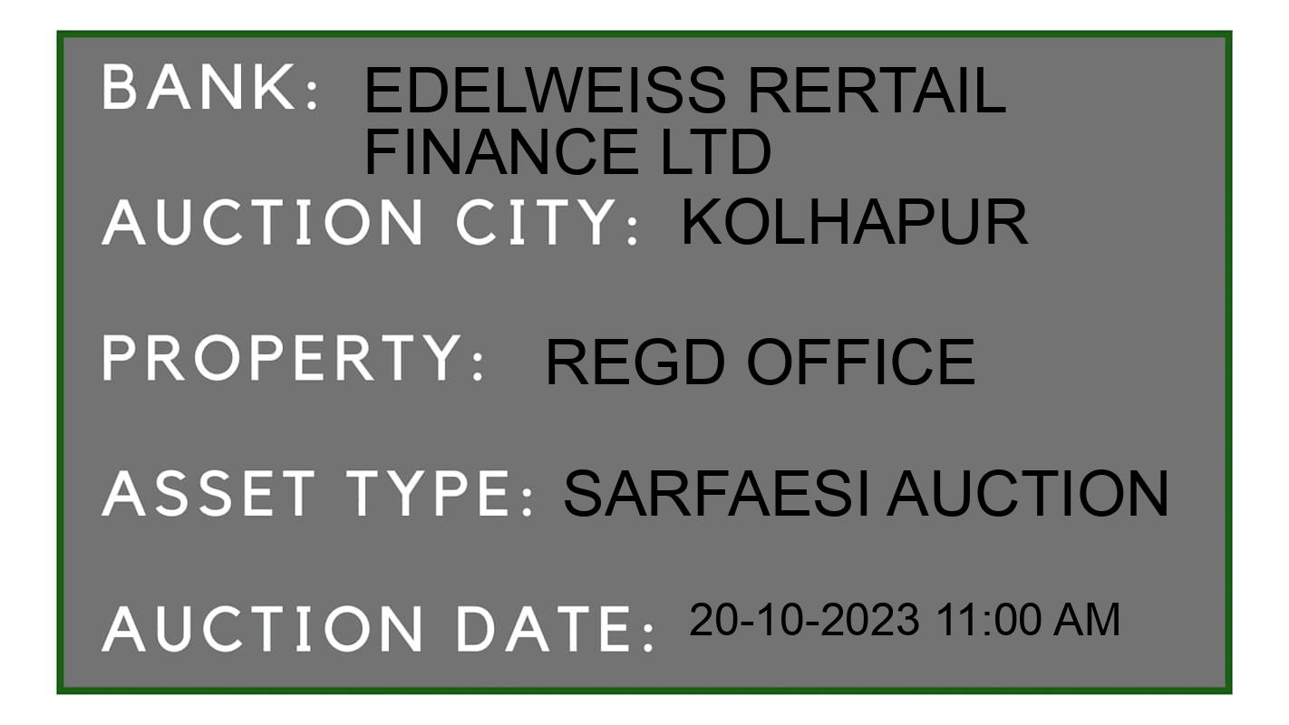 Auction Bank India - ID No: 190564 - EDELWEISS RERTAIL FINANCE LTD Auction of EDELWEISS RERTAIL FINANCE LTD auction for Commercial Office in Karveer, Kolhapur