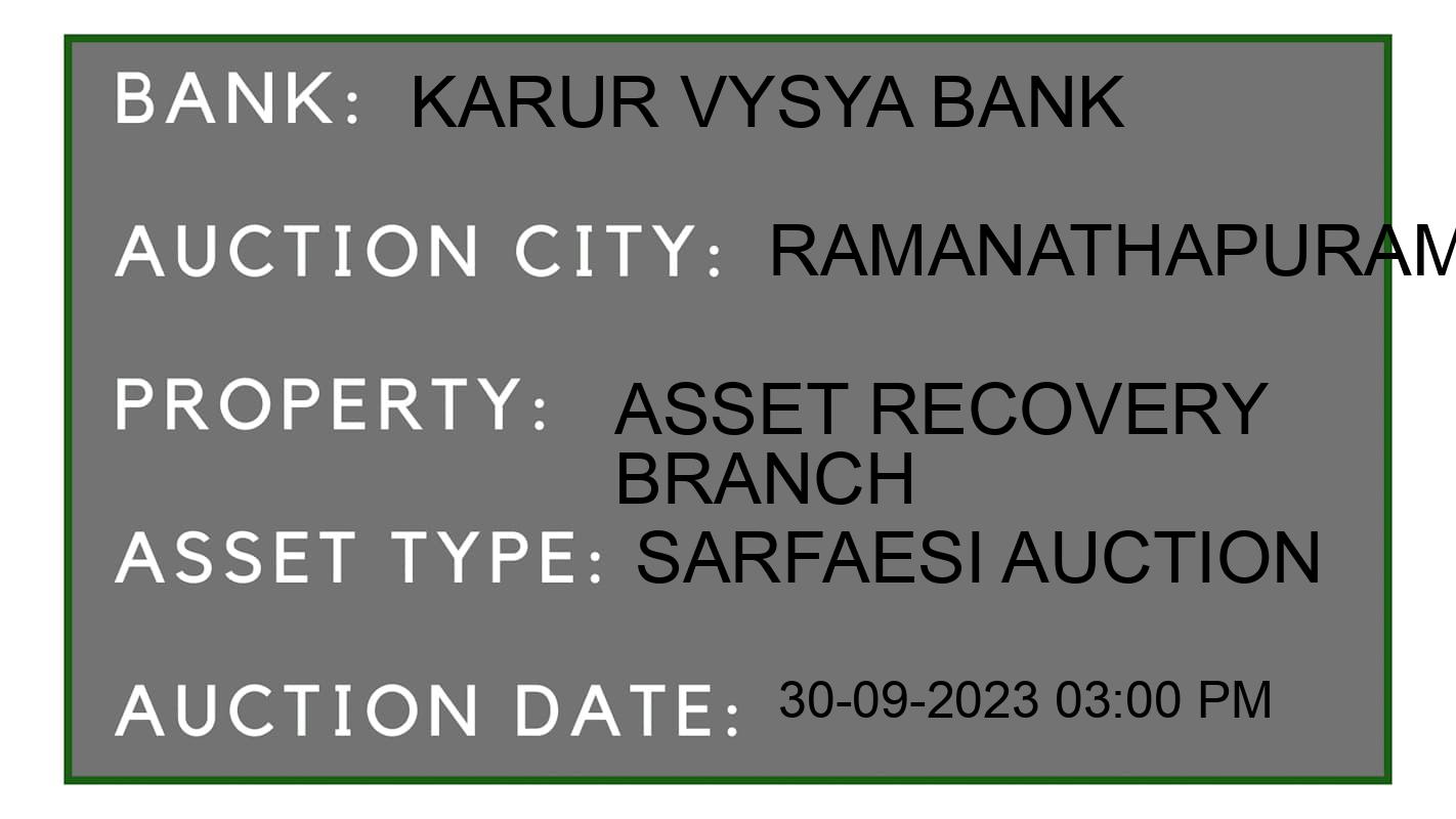 Auction Bank India - ID No: 190646 - Karur Vysya Bank Auction of Karur Vysya Bank auction for Land And Building in Ramanathapuram Taluk, Ramanathapuram