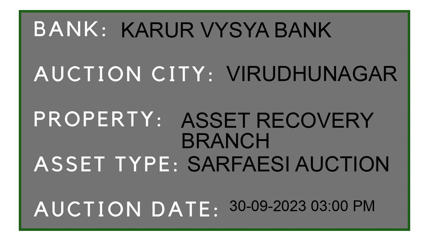 Auction Bank India - ID No: 190652 - Karur Vysya Bank Auction of Karur Vysya Bank auction for Land And Building in Rajapalayam, Virudhunagar