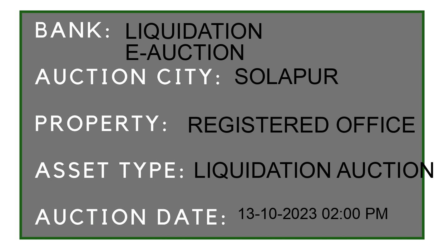 Auction Bank India - ID No: 190722 - Liquidation E-Auction Auction of Liquidation E-Auction auction for Land And Building in Solapur, Solapur