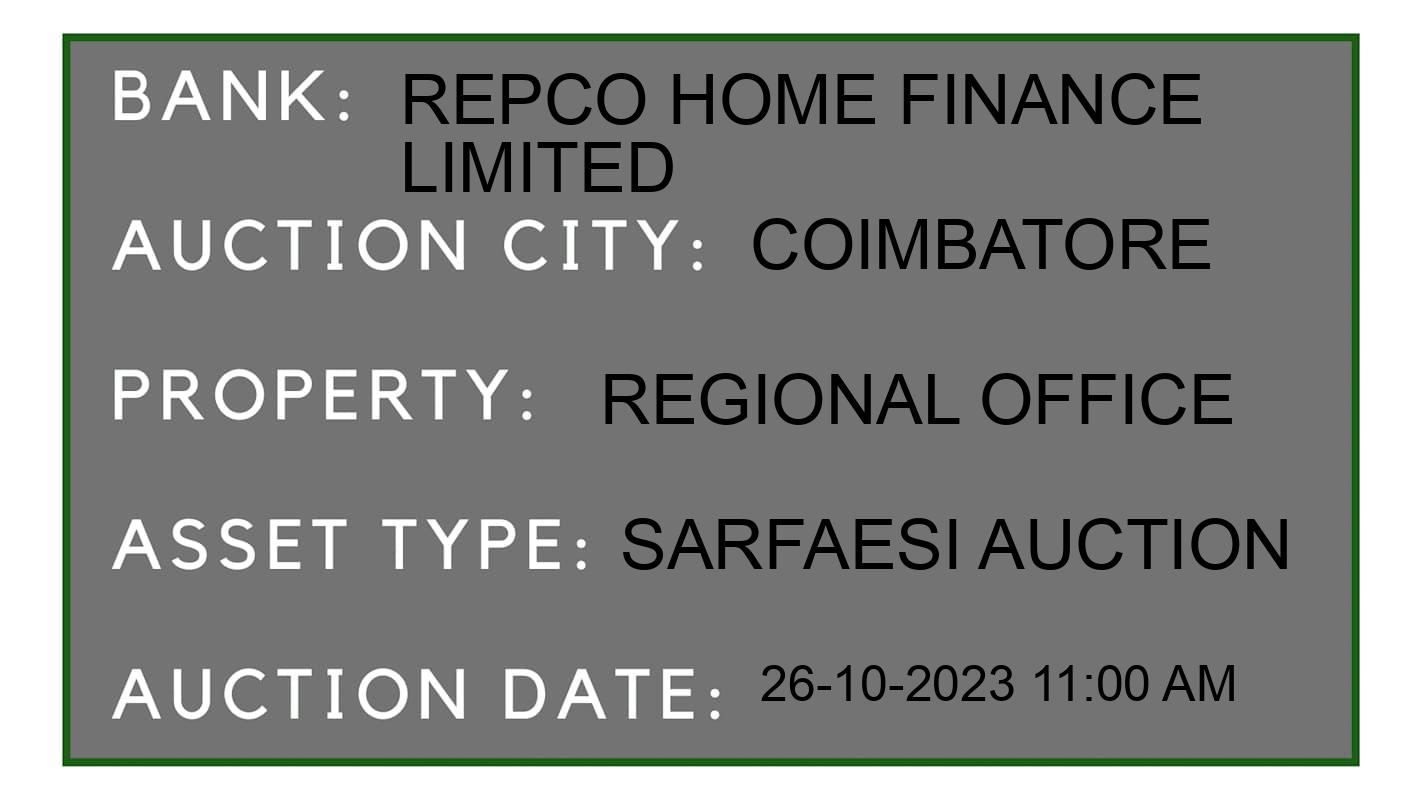 Auction Bank India - ID No: 190990 - Repco Home Finance Limited Auction of Repco Home Finance Limited auction for Residential House in Pollachi, Coimbatore