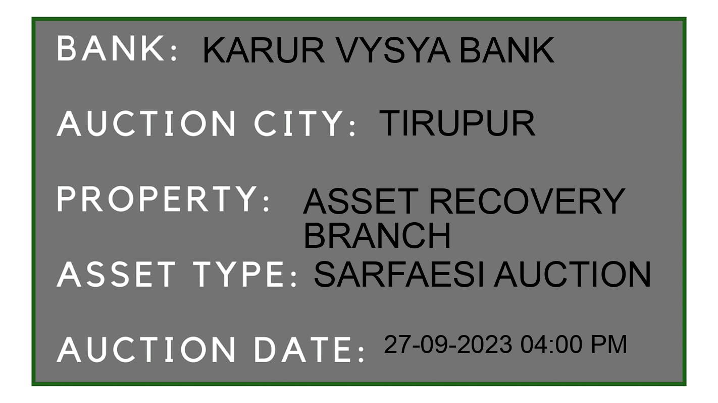Auction Bank India - ID No: 191007 - Karur Vysya Bank Auction of Karur Vysya Bank auction for Land And Building in Thottipalayam, Tirupur