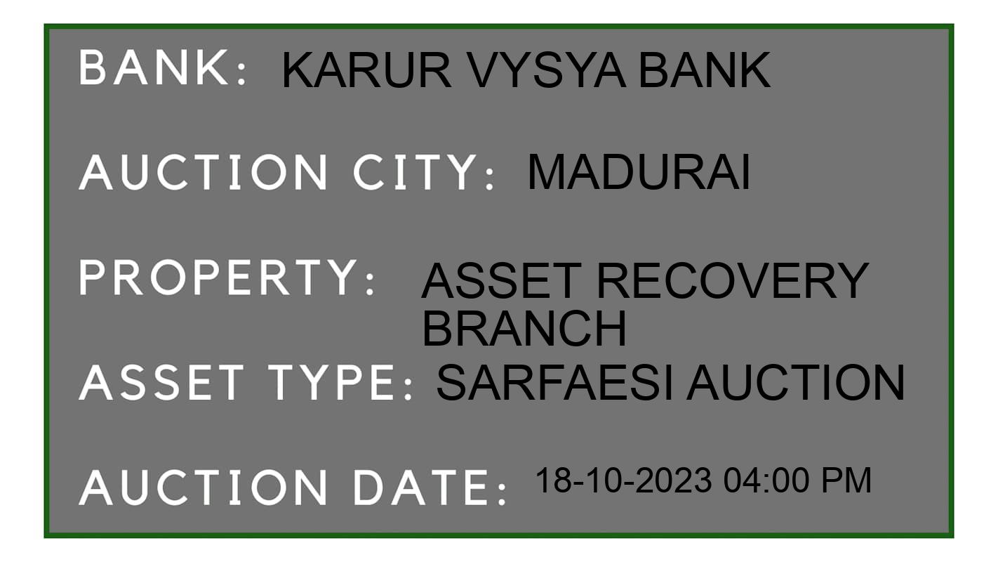 Auction Bank India - ID No: 191025 - Karur Vysya Bank Auction of Karur Vysya Bank auction for Plot in Nallur, Madurai