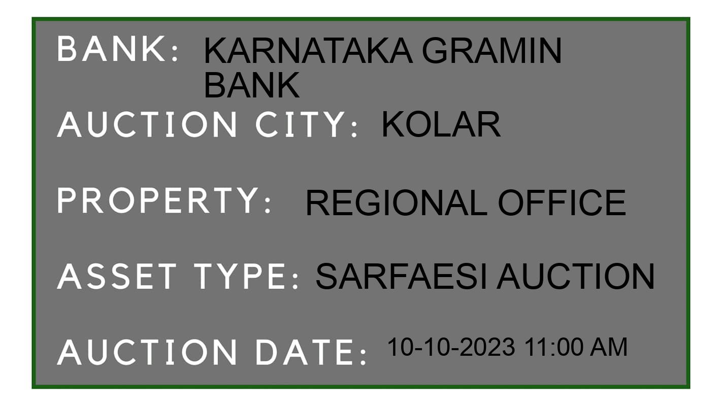 Auction Bank India - ID No: 191078 - Karnataka Gramin Bank Auction of Karnataka Gramin Bank auction for Plot in Kolar, Kolar