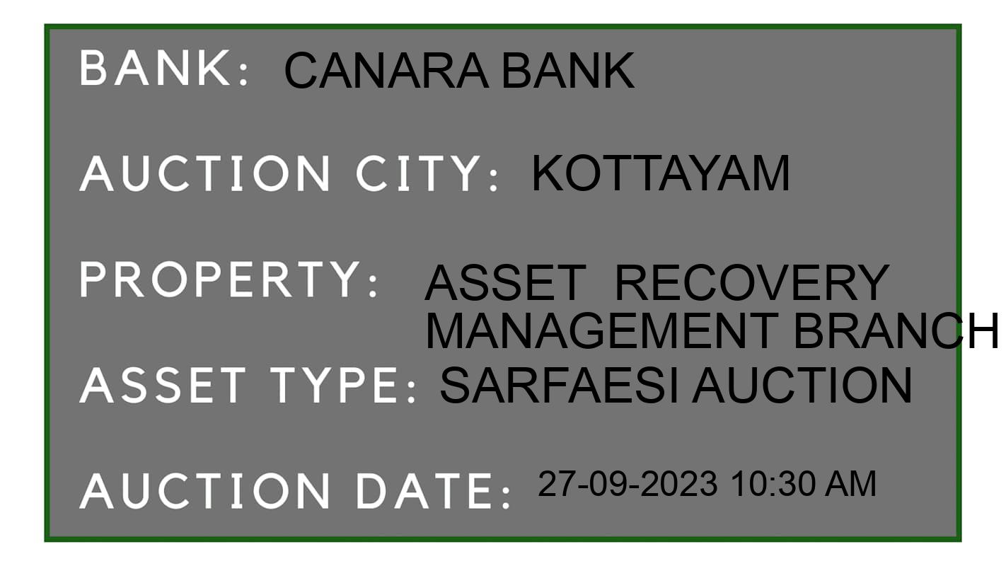 Auction Bank India - ID No: 191090 - Canara Bank Auction of Canara Bank auction for Land And Building in Ettumanoor, Kottayam