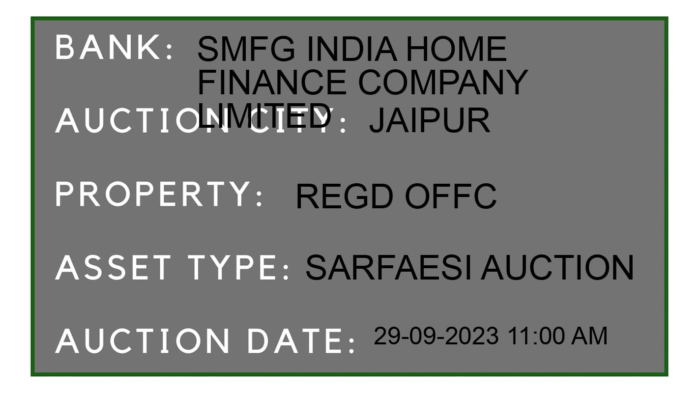 Auction Bank India - ID No: 191248 - SMFG India Home Finance Company Limited Auction of SMFG India Home Finance Company Limited auction for Land And Building in Viratnagar, Jaipur
