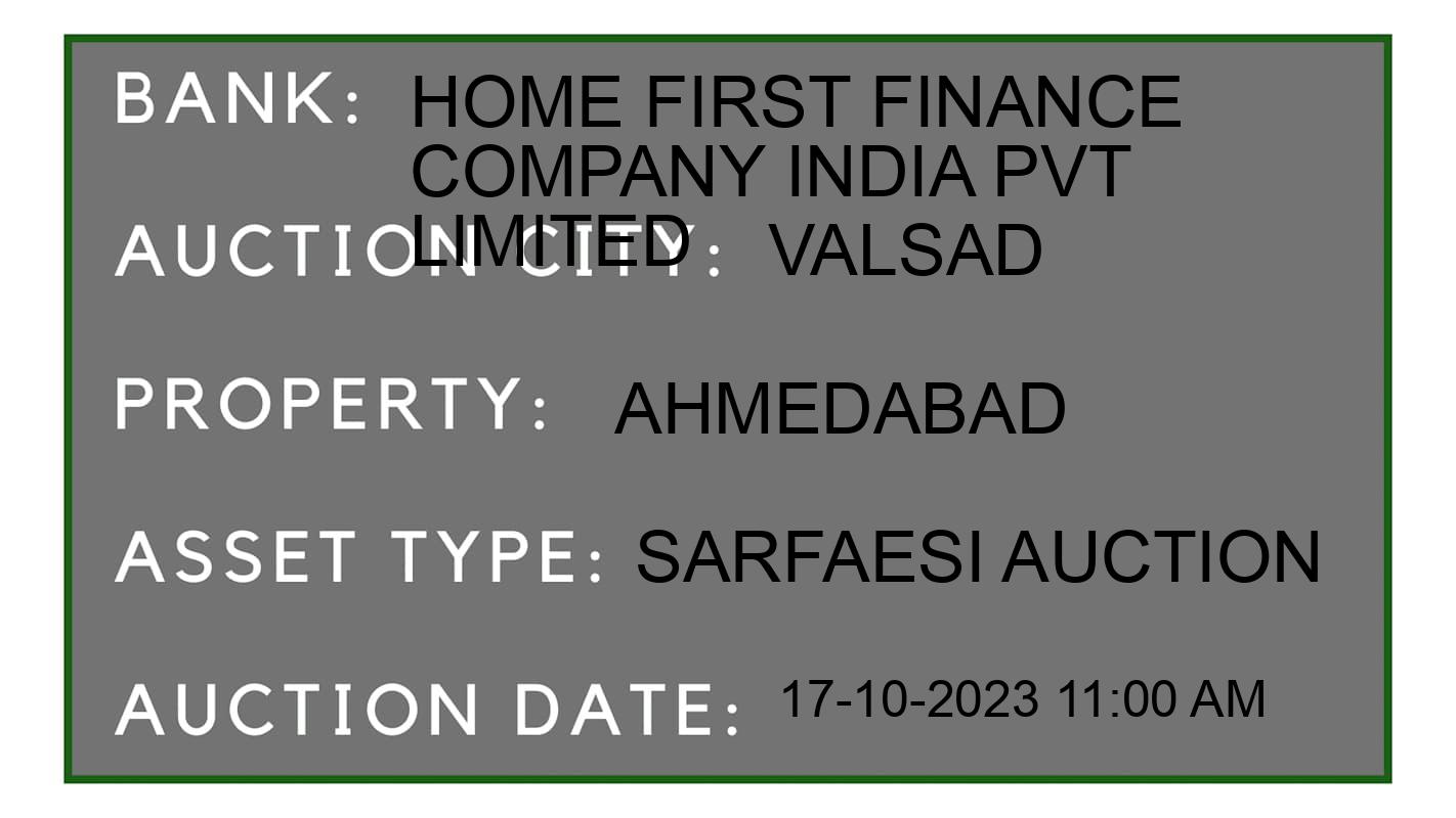 Auction Bank India - ID No: 191336 - Home First Finance Company India Pvt Limited Auction of Home First Finance Company India Pvt Limited auction for Residential Flat in Vapi, Valsad