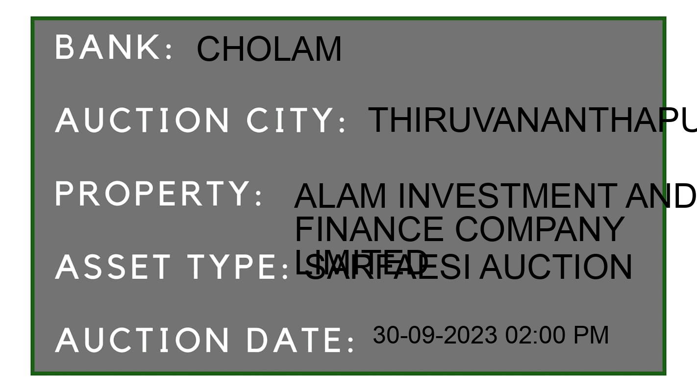 Auction Bank India - ID No: 191361 - Cholam Auction of Cholamandalam Investment And Finance Company Limited auction for Plot in Tiruvananthapuram, Thiruvananthapuram