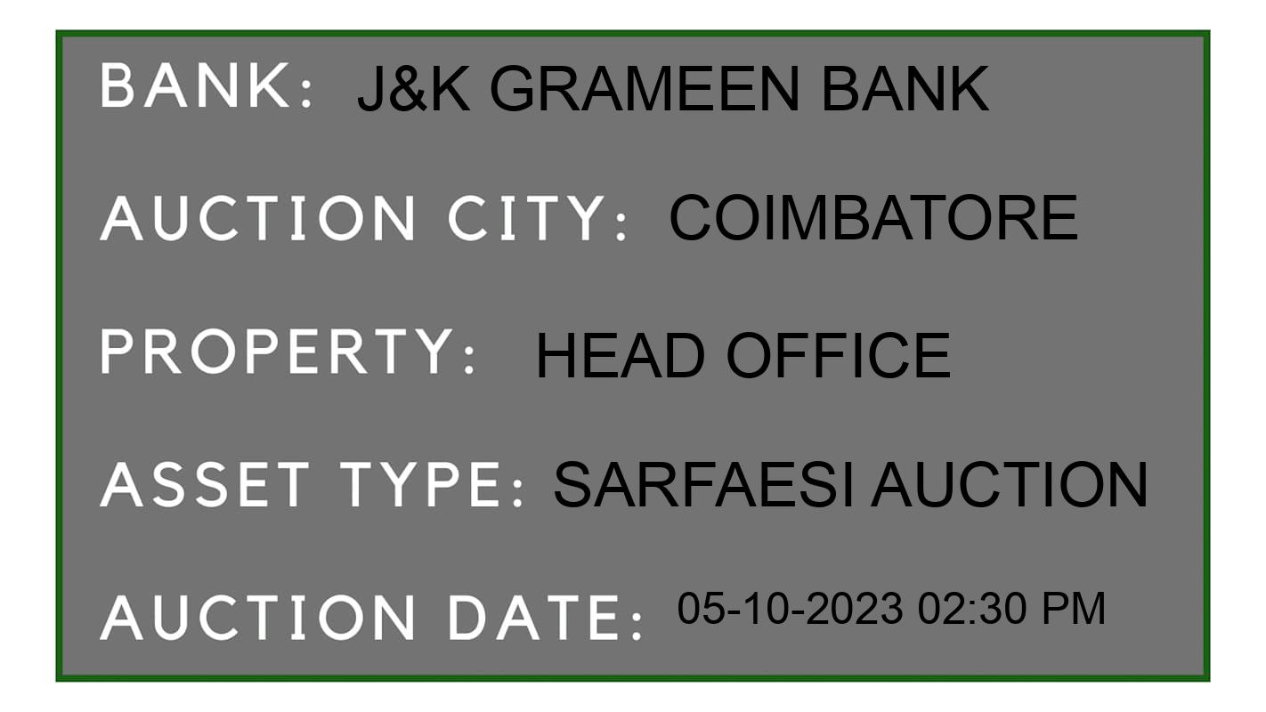 Auction Bank India - ID No: 191373 - J&K Grameen Bank Auction of J&K Grameen Bank auction for Land And Building in Perur, Coimbatore