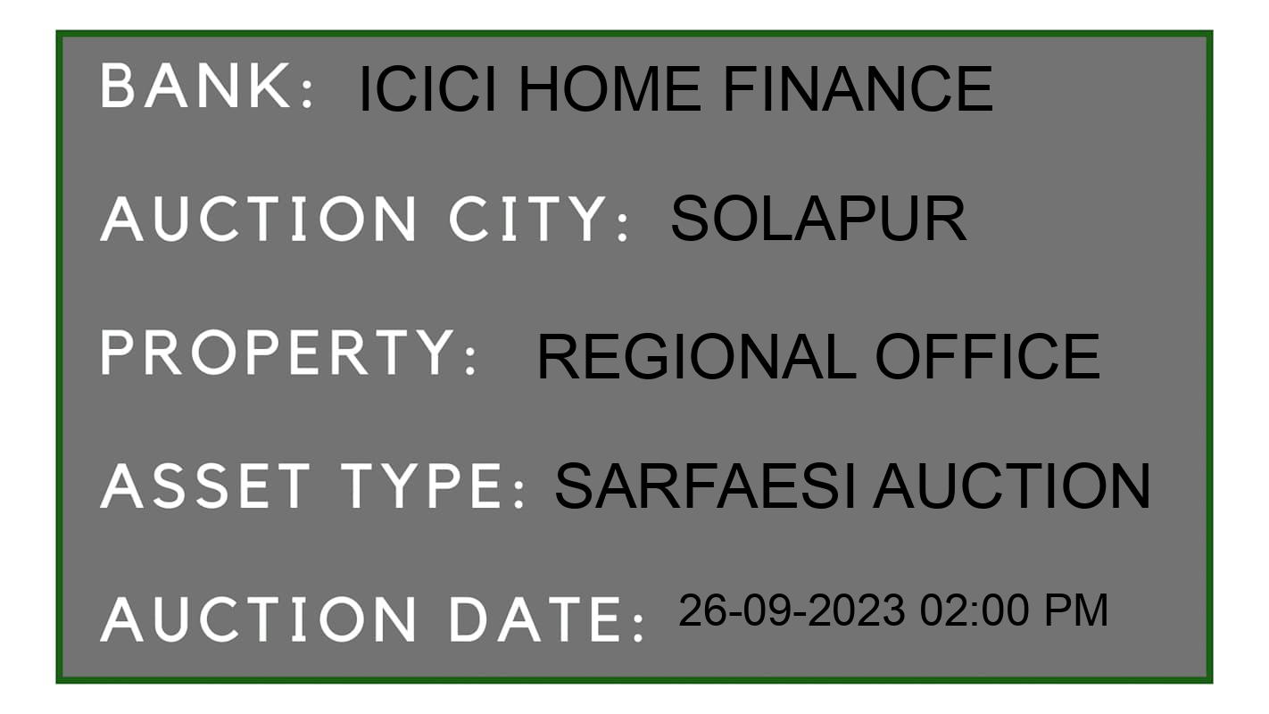 Auction Bank India - ID No: 191567 - ICICI Home Finance Auction of ICICI Home Finance auction for Residential Flat in Solapur, Solapur