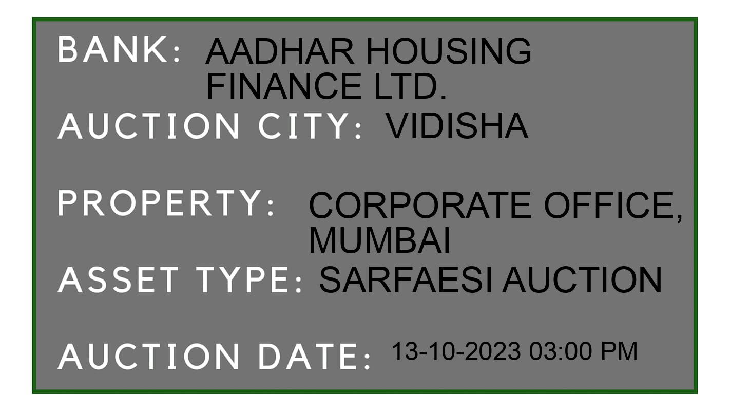 Auction Bank India - ID No: 191630 - Aadhar Housing Finance Ltd. Auction of Aadhar Housing Finance Ltd. auction for Plot in Vidisha, vidisha