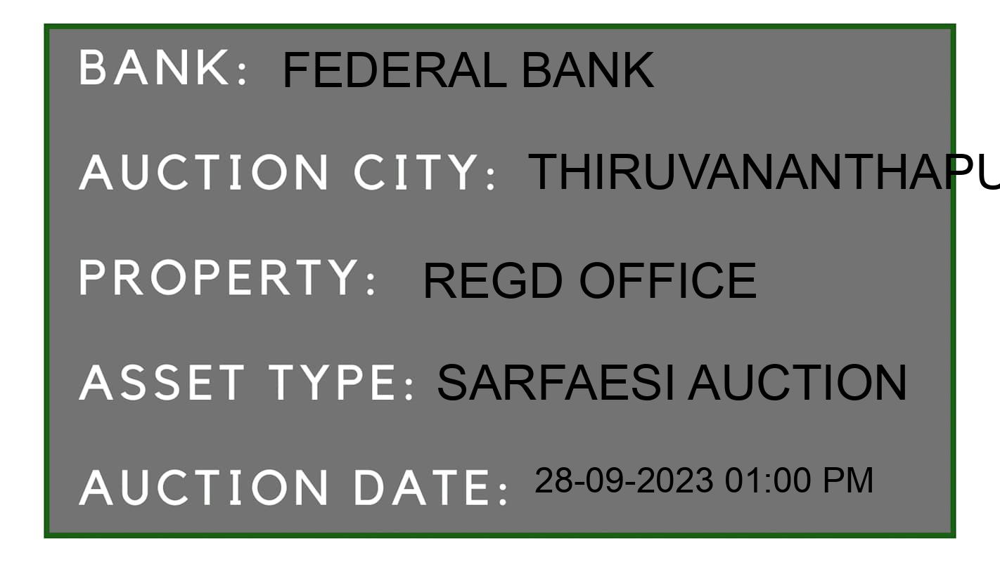 Auction Bank India - ID No: 192324 - Federal Bank Auction of Federal Bank auction for Residential Flat in Sasthamangalam, Thiruvananthapuram