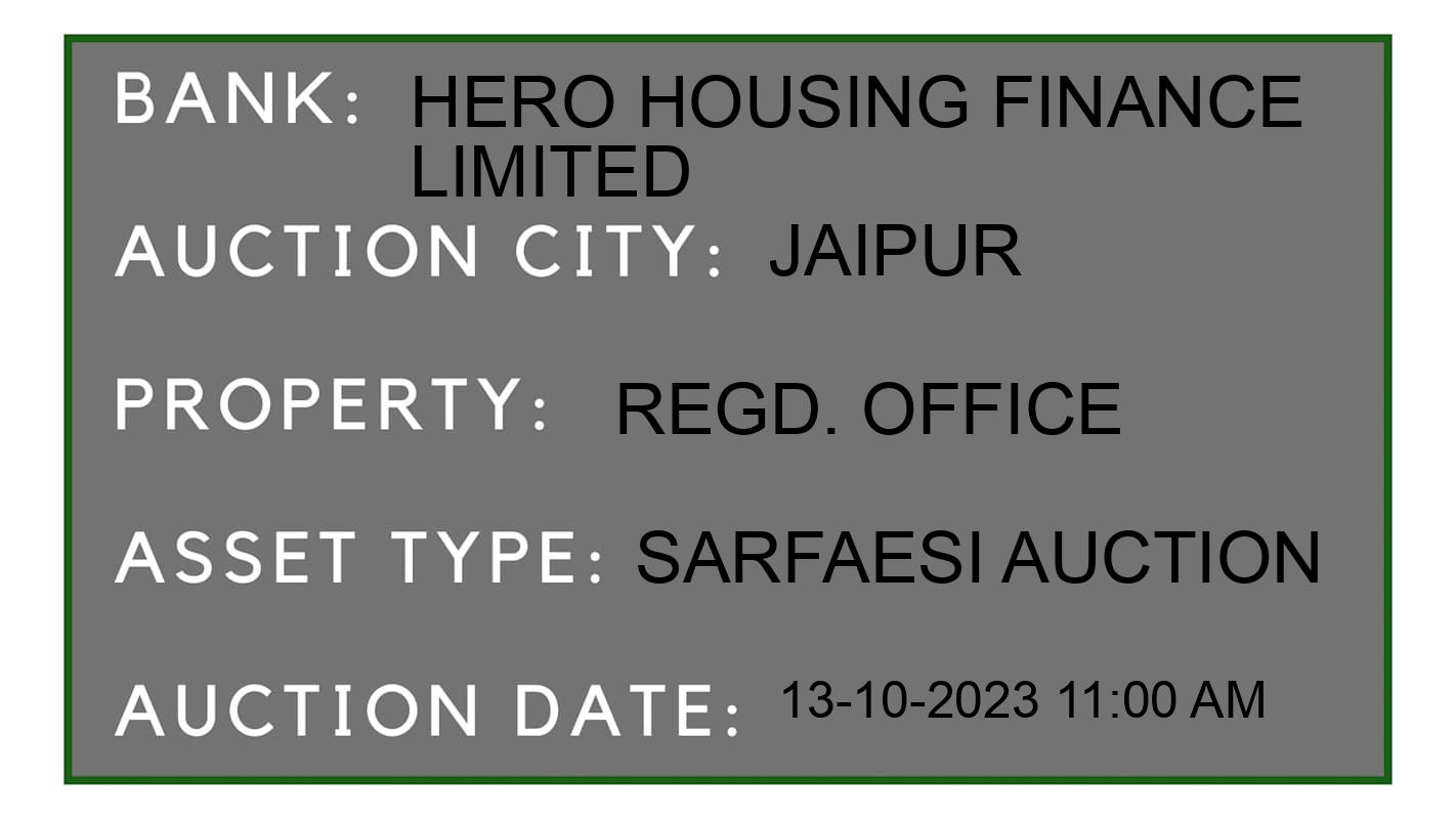 Auction Bank India - ID No: 192426 - Hero Housing Finance Limited Auction of Hero Housing Finance Limited auction for Plot in Harmada, Jaipur