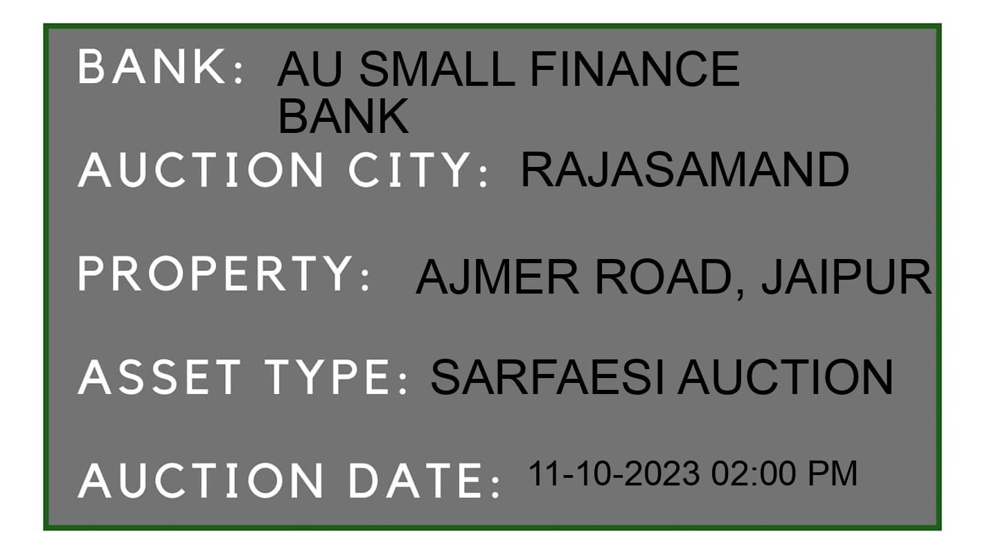 Auction Bank India - ID No: 192635 - AU Small Finance Bank Auction of AU Small Finance Bank auction for Plot in RAJASAMAND, RAJASAMAND
