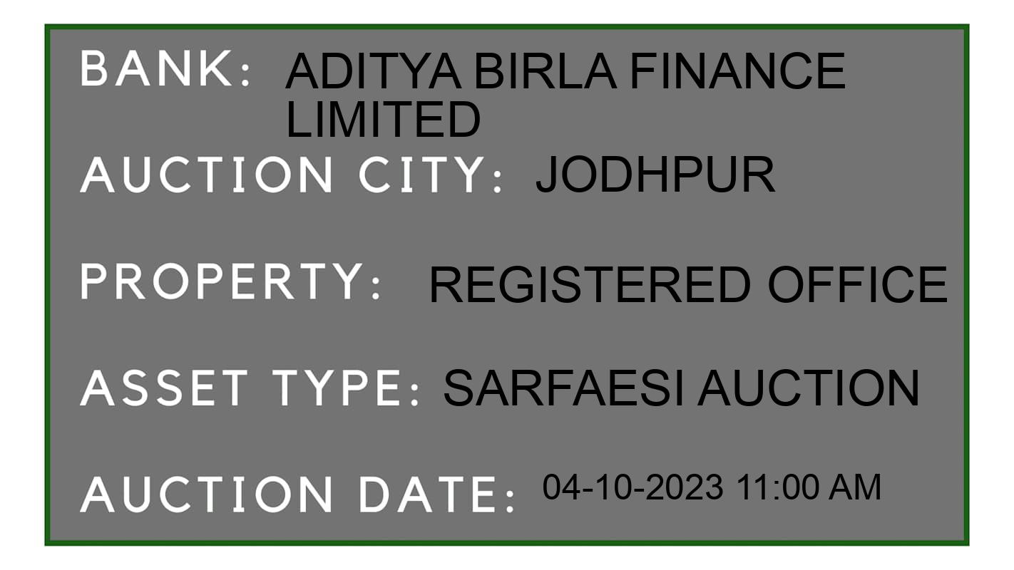 Auction Bank India - ID No: 192653 - Aditya Birla Finance Limited Auction of Aditya Birla Finance Limited auction for Plot in Jodhpur, Jodhpur