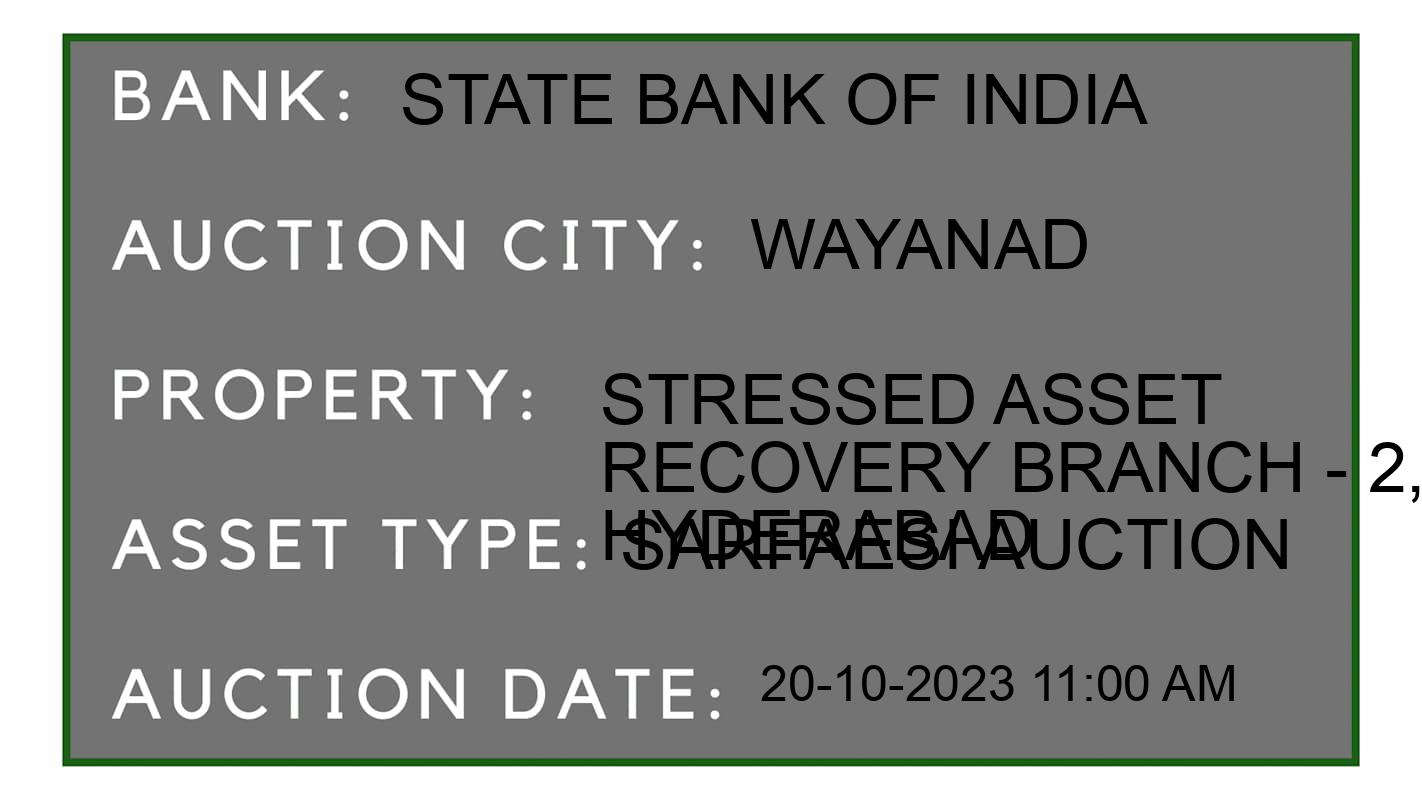 Auction Bank India - ID No: 192723 - State Bank of India Auction of State Bank of India auction for Plot in Vythiri, Wayanad