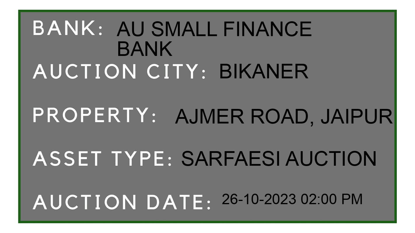 Auction Bank India - ID No: 192724 - AU Small Finance Bank Auction of AU Small Finance Bank auction for Plot in bikaker, Bikaner