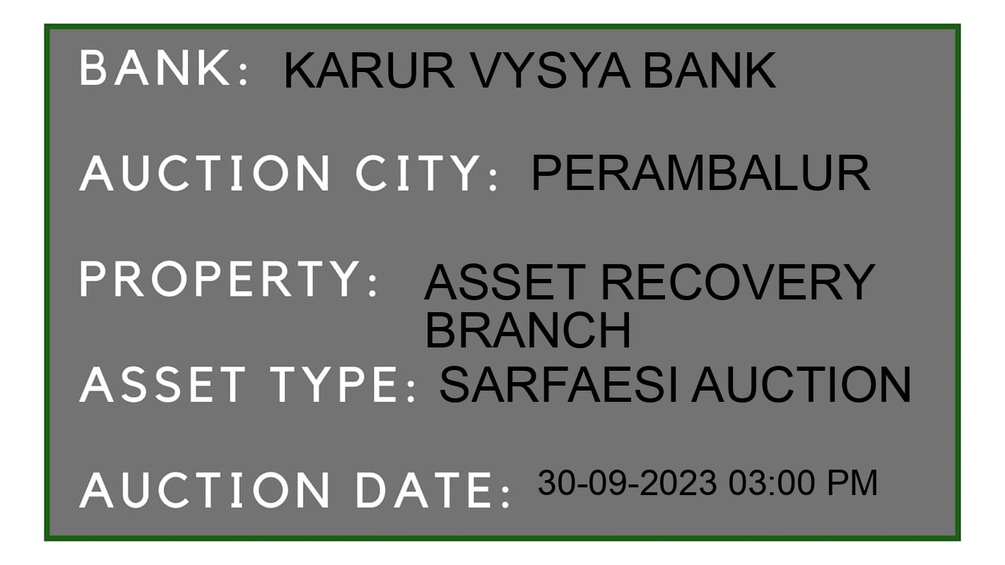 Auction Bank India - ID No: 192854 - Karur Vysya Bank Auction of Karur Vysya Bank auction for Plot in Ariyalur, Perambalur