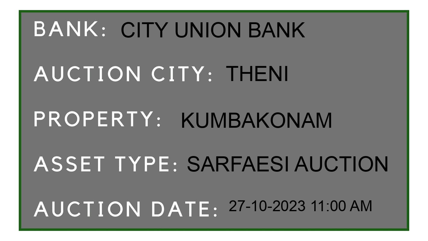 Auction Bank India - ID No: 192939 - City Union Bank Auction of City Union Bank auction for Land in Periyakulam, Theni