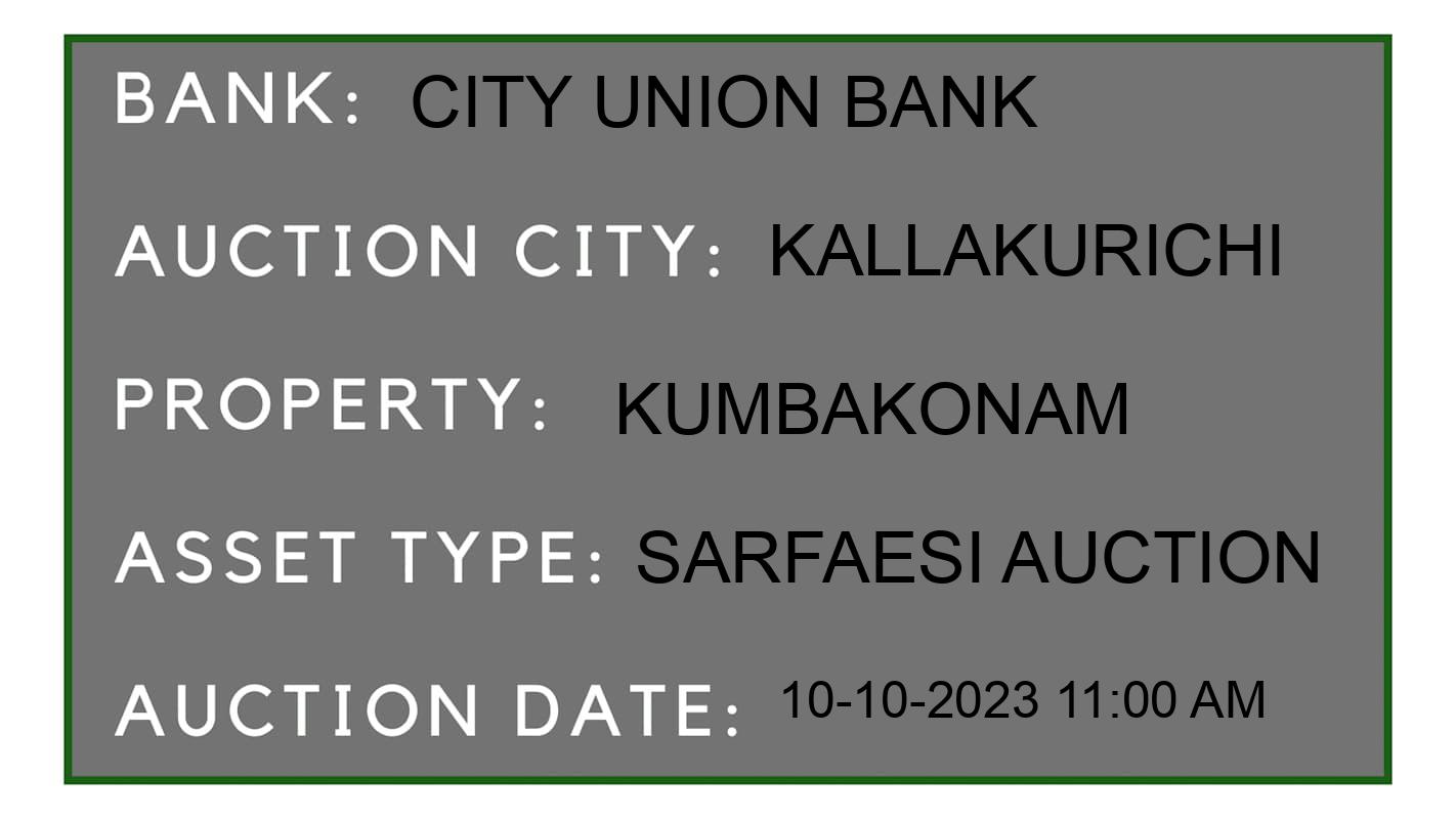 Auction Bank India - ID No: 193097 - City Union Bank Auction of City Union Bank auction for House in Kallakurichi, Kallakurichi