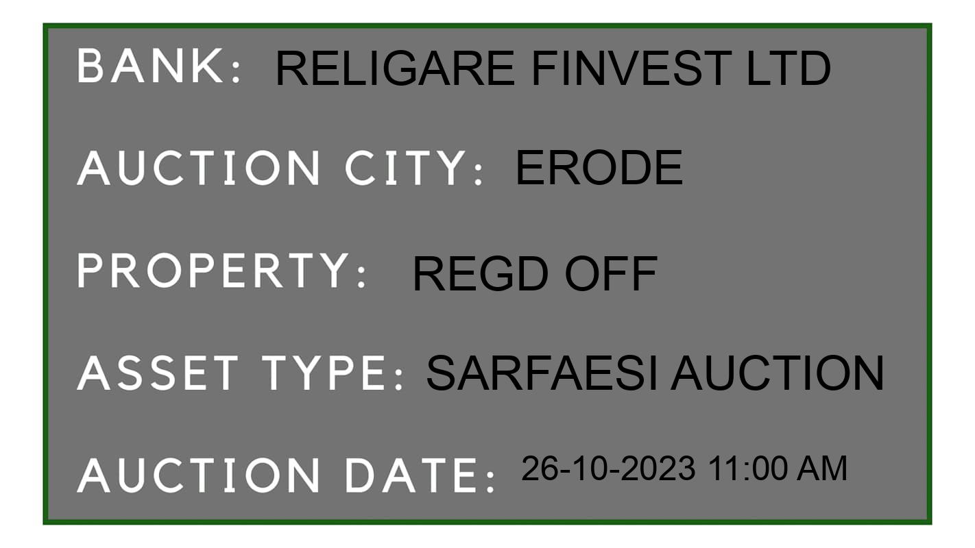 Auction Bank India - ID No: 193733 - Religare Finvest Ltd Auction of Religare Finvest Ltd auction for Land in Bhavani, Erode
