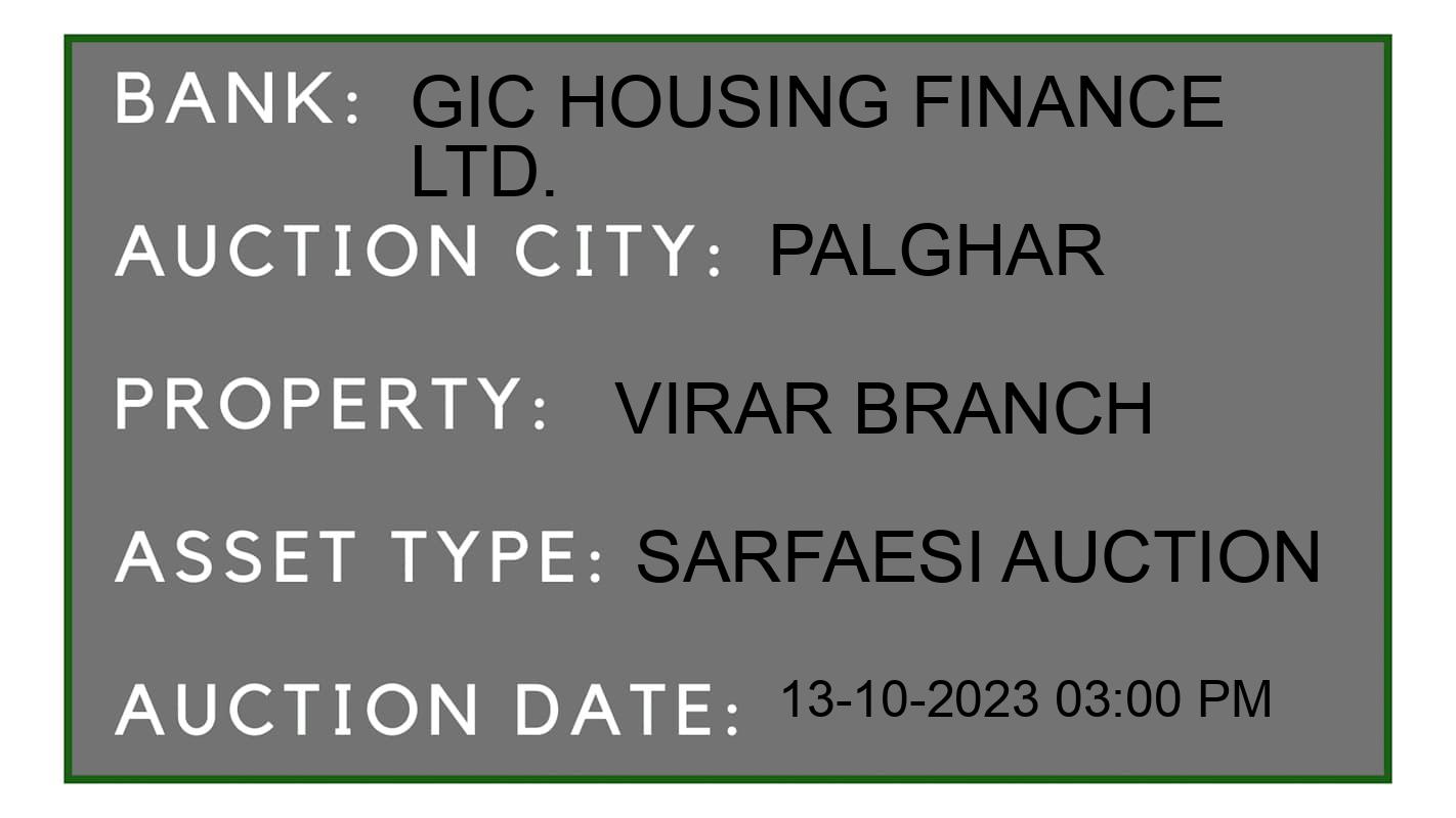 Auction Bank India - ID No: 193826 - GIC Housing Finance Ltd. Auction of GIC Housing Finance Ltd. auction for Land And Building in Vasai, Palghar