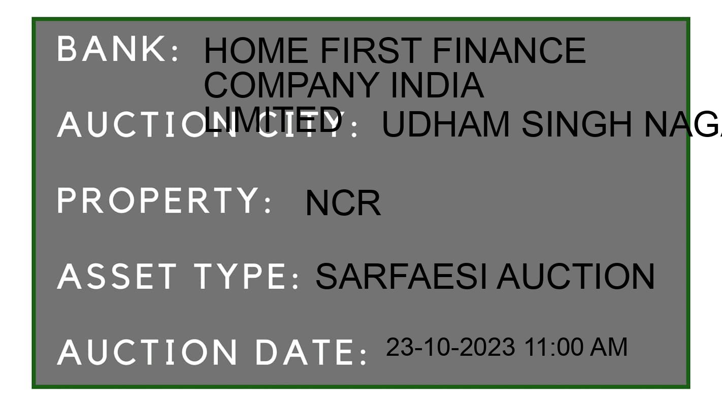 Auction Bank India - ID No: 193884 - Home First Finance Company India Limited Auction of Home First Finance Company India Limited auction for Residential House in Kashipur, Udham Singh Nagar