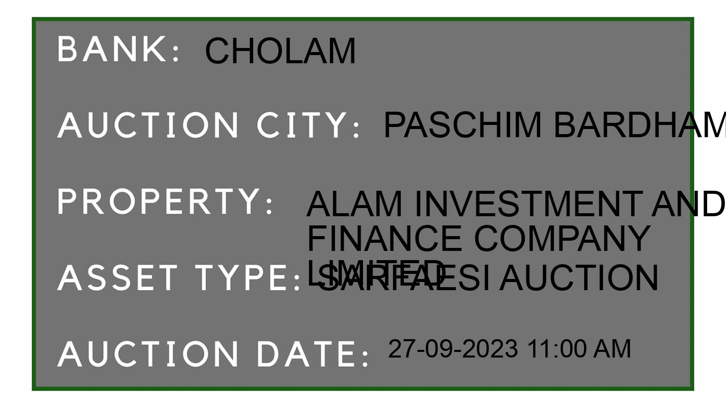 Auction Bank India - ID No: 193891 - Cholam Auction of Cholamandalam Investment And Finance Company Limited auction for Residential House in Asansol, Paschim Bardhaman