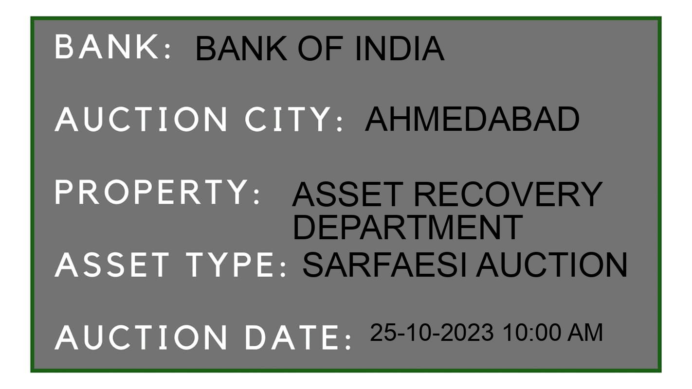 Auction Bank India - ID No: 193919 - Bank of India Auction of Bank of India auction for Land And Building in Jamalpur, Ahmedabad