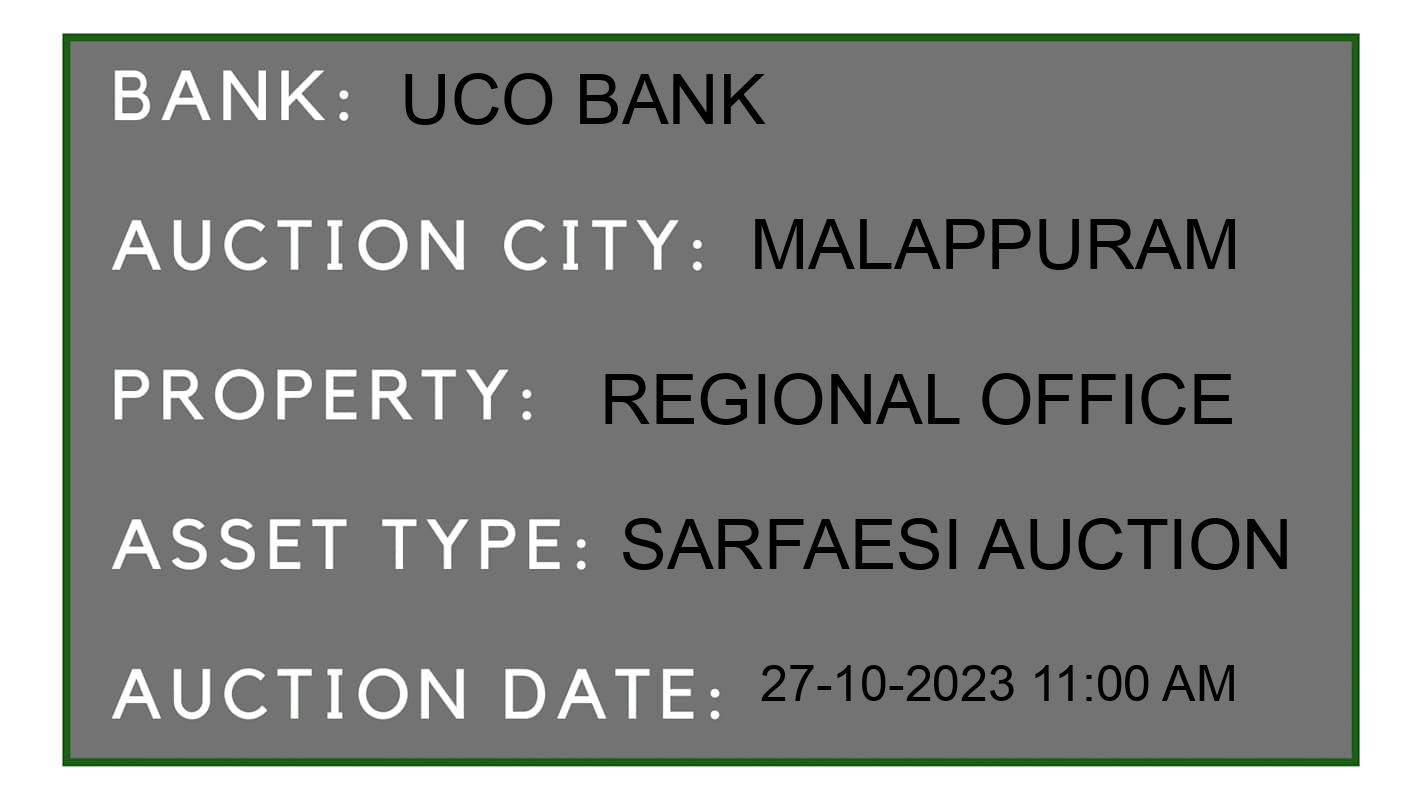 Auction Bank India - ID No: 193993 - UCO Bank Auction of UCO Bank auction for Land And Building in Tirur, Malappuram