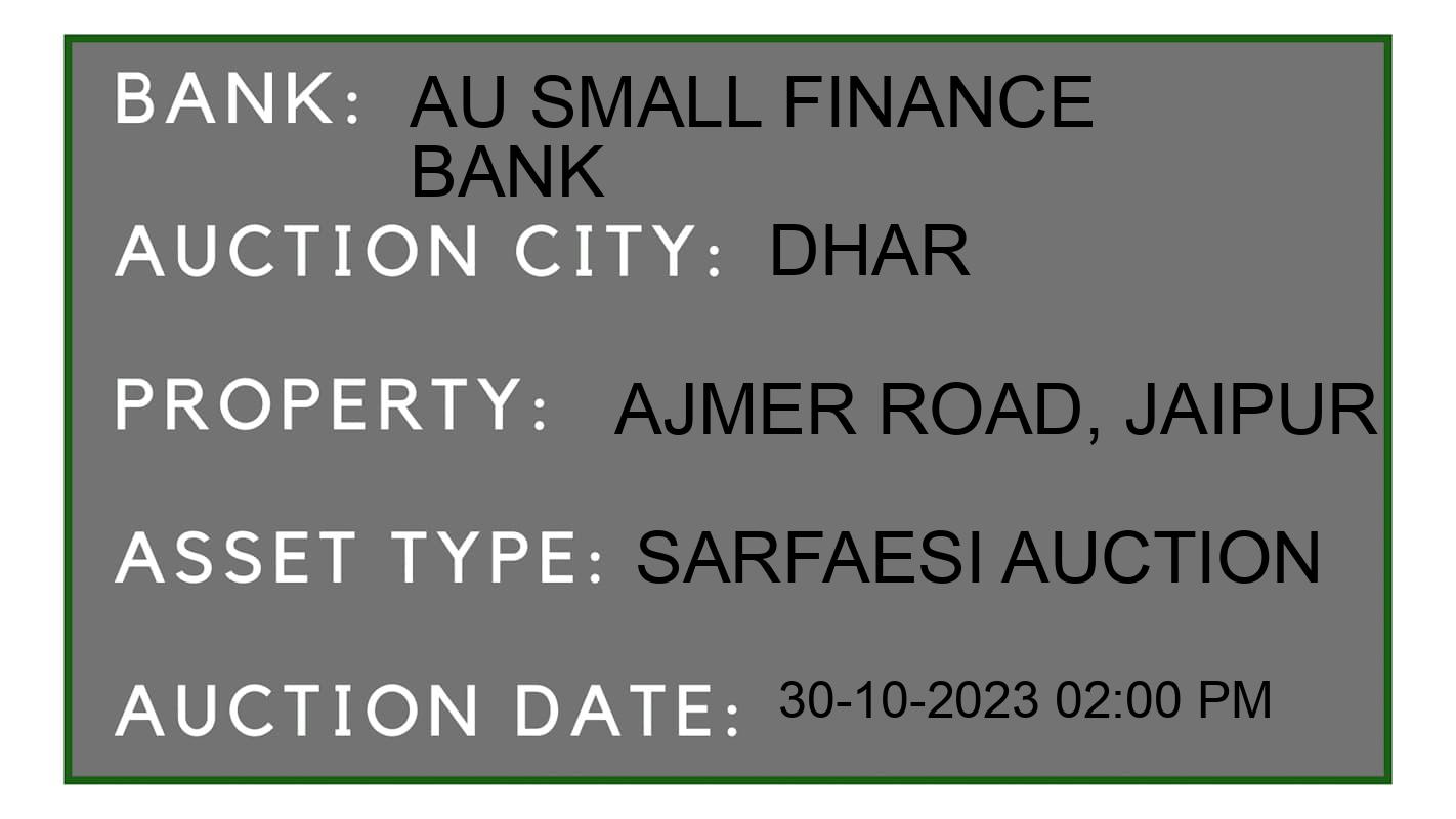Auction Bank India - ID No: 194176 - AU Small Finance Bank Auction of AU Small Finance Bank auction for Plot in Dharampuri, dhar