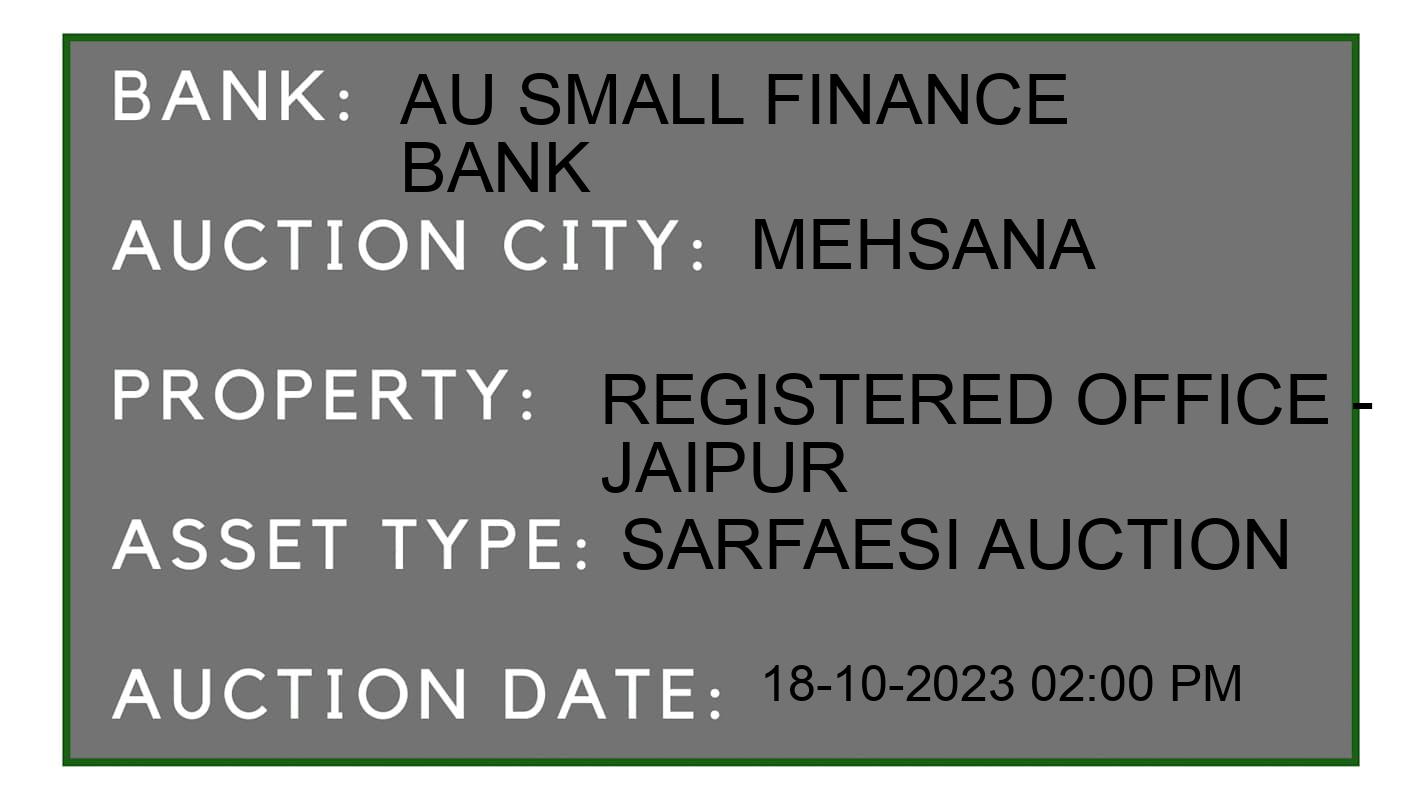 Auction Bank India - ID No: 194188 - AU Small Finance Bank Auction of AU Small Finance Bank auction for Commercial Shop in Visnagar, Mehsana