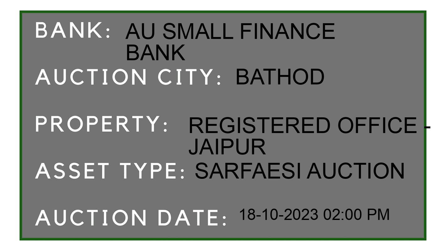 Auction Bank India - ID No: 194242 - AU Small Finance Bank Auction of AU Small Finance Bank auction for Plot in Bhavnagar Road, bathod