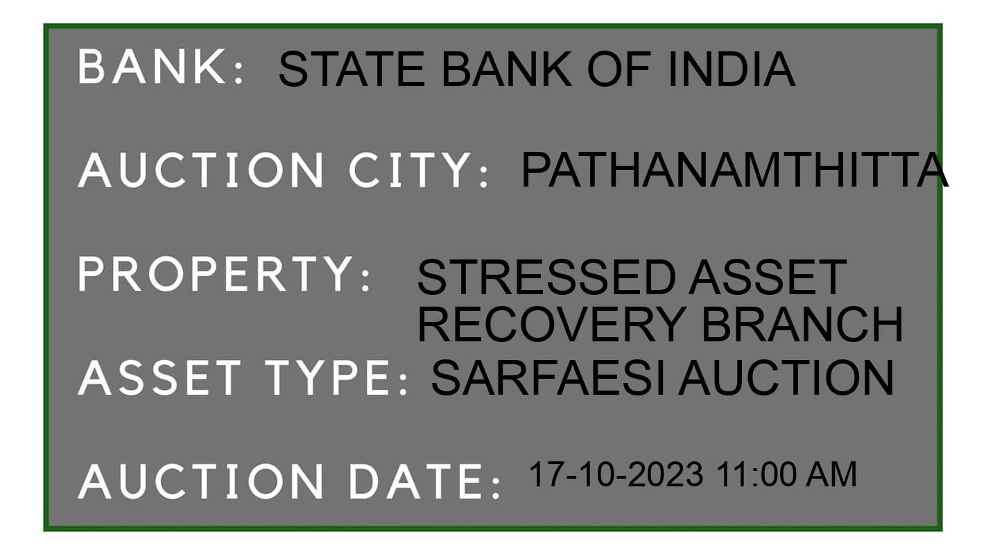 Auction Bank India - ID No: 194268 - State Bank of India Auction of State Bank of India auction for Plot in Ranni tal, Pathanamthitta