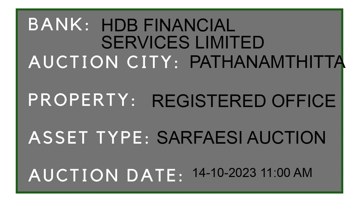 Auction Bank India - ID No: 194424 - HDB Financial Services Limited Auction of HDB Financial Services Limited auction for Land And Building in Thekkekkara, Pathanamthitta