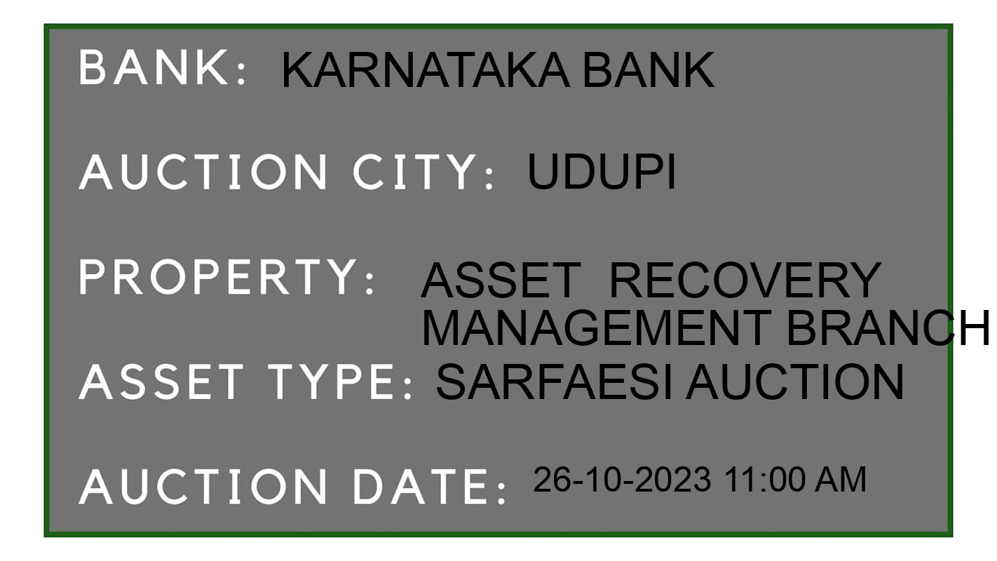 Auction Bank India - ID No: 194486 - Karnataka Bank Auction of Karnataka Bank auction for Land in Chithrapady, Udupi