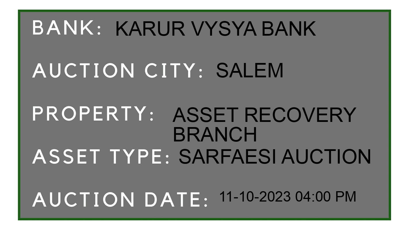 Auction Bank India - ID No: 194678 - Karur Vysya Bank Auction of Karur Vysya Bank auction for Residential House in Attur, Salem