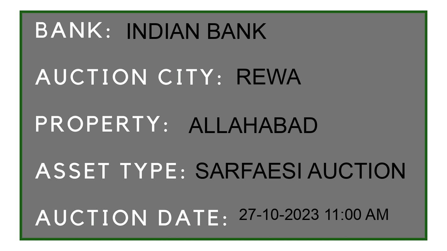 Auction Bank India - ID No: 194757 - Indian Bank Auction of Indian Bank auction for Land And Building in Huzur_Huzur, Rewa