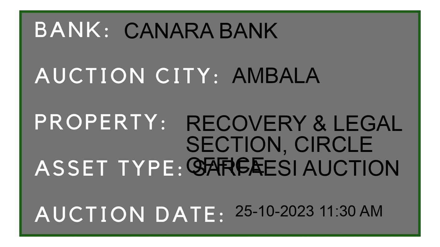 Auction Bank India - ID No: 195067 - Canara Bank Auction of Canara Bank auction for Residential House in Jamabandi, Ambala