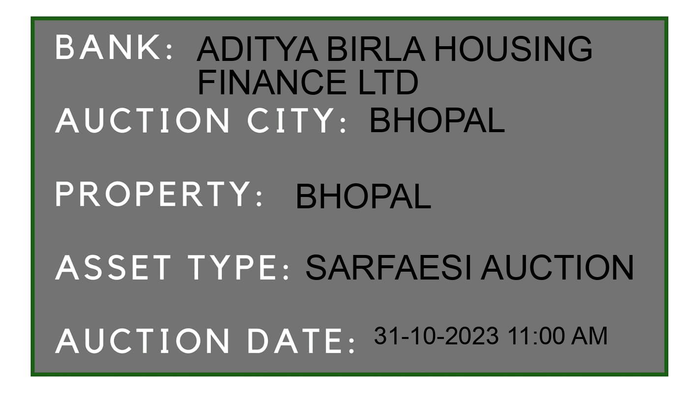 Auction Bank India - ID No: 195095 - Aditya Birla Housing Finance Ltd Auction of Aditya Birla Housing Finance Ltd auction for Plot in Huzur, Bhopal