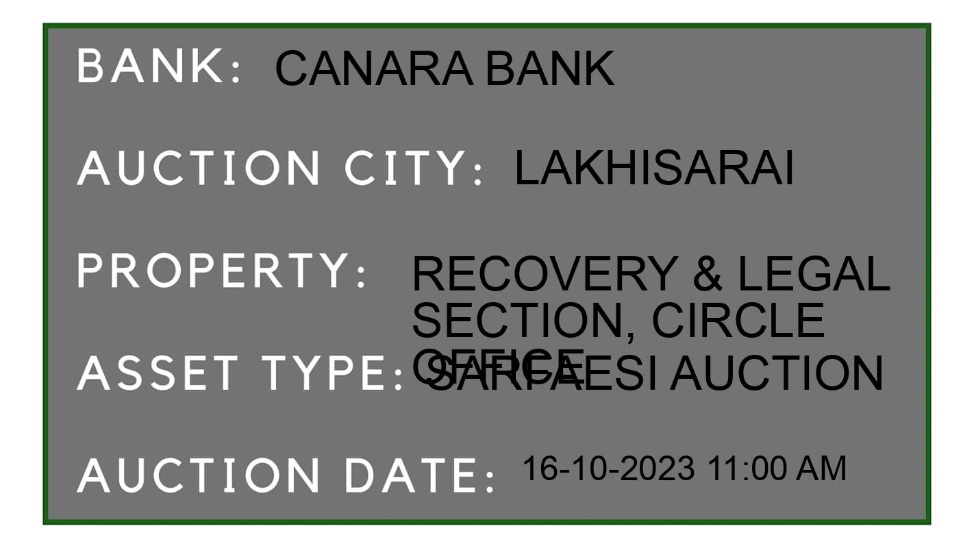 Auction Bank India - ID No: 195284 - Canara Bank Auction of Canara Bank auction for Plot in Lakhisarai, Lakhisarai