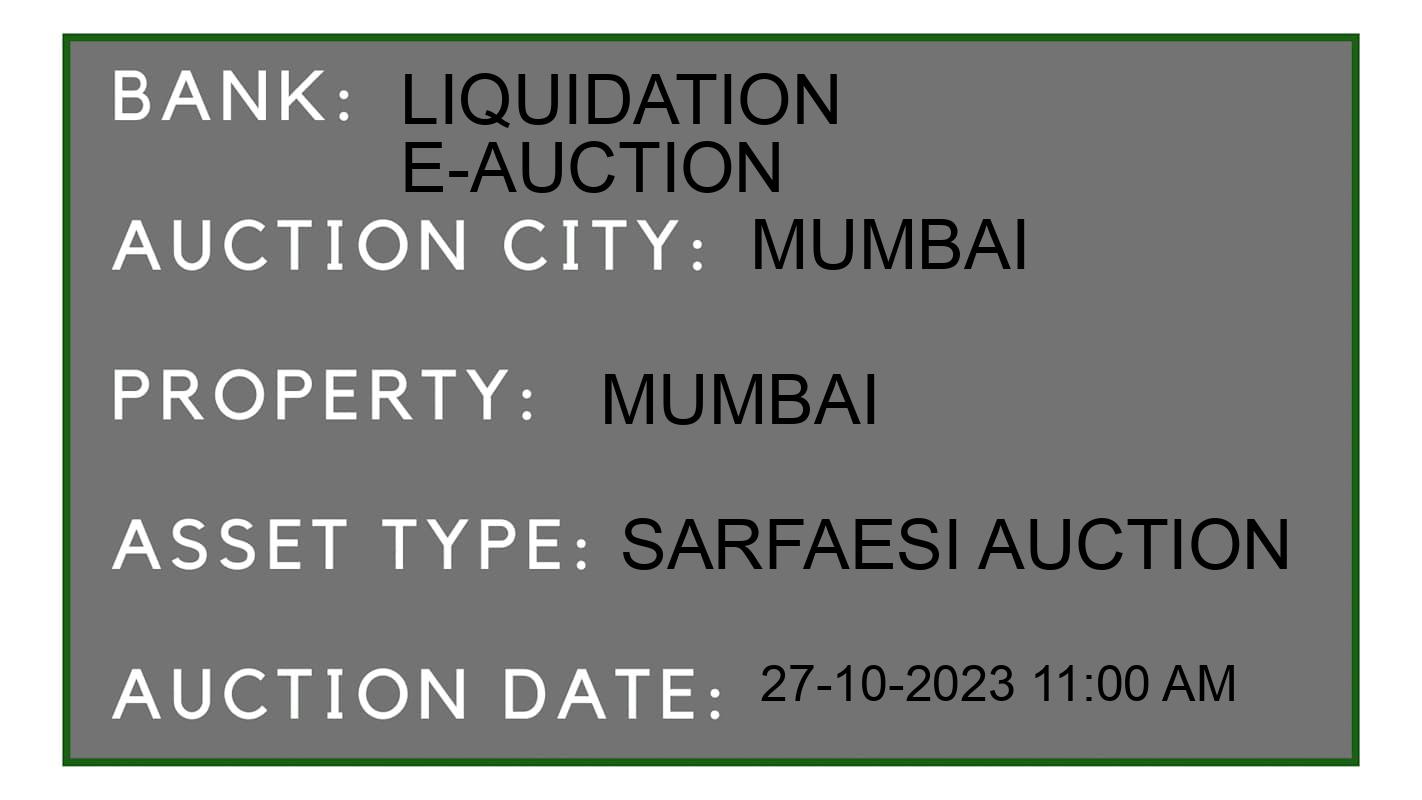 Auction Bank India - ID No: 195313 - Liquidation E-Auction Auction of Liquidation E-Auction auction for Commercial Property in Mumbai City, Mumbai